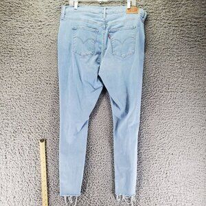 Levis Jeans Women’s 16W Blue High Rise 720 Super Skinny Distressed Frayed Hem